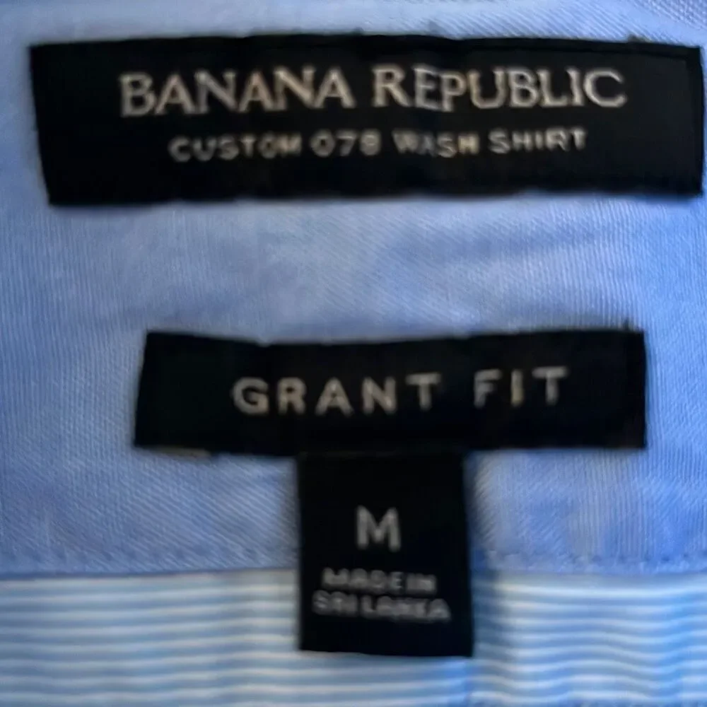 Banana Republic 078 Wash Grant Fit Blue Button Down Shirt Mens M